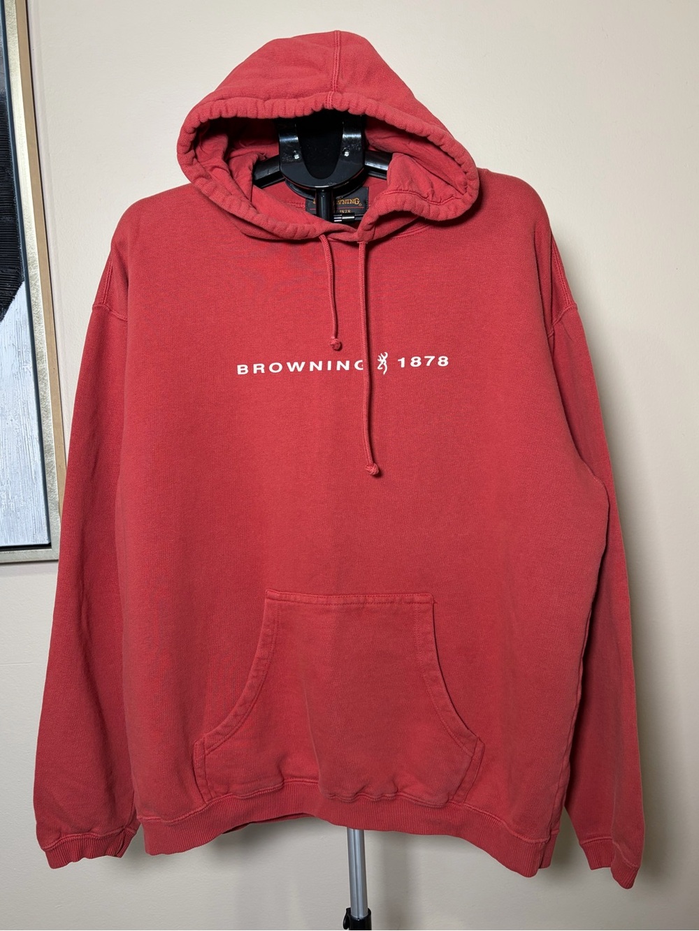 Vintage Y2K Browning Buckmark Hoodie Red Brick Rust 100% Cotton Size Large